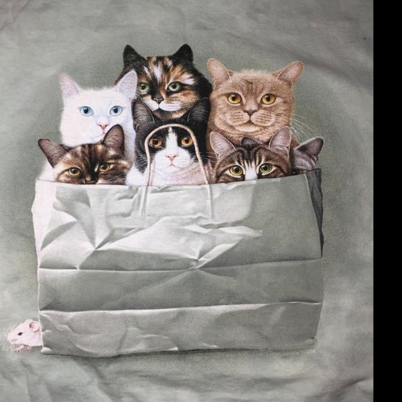 The Mountain Cat Kittens Shopping Bag T-Shirt XL - Picture 2 of 5